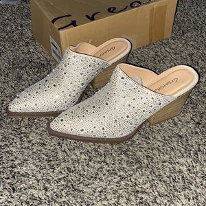 Pointed Toe Chunky Stacked Heel Mules Backless Western Boots | 9